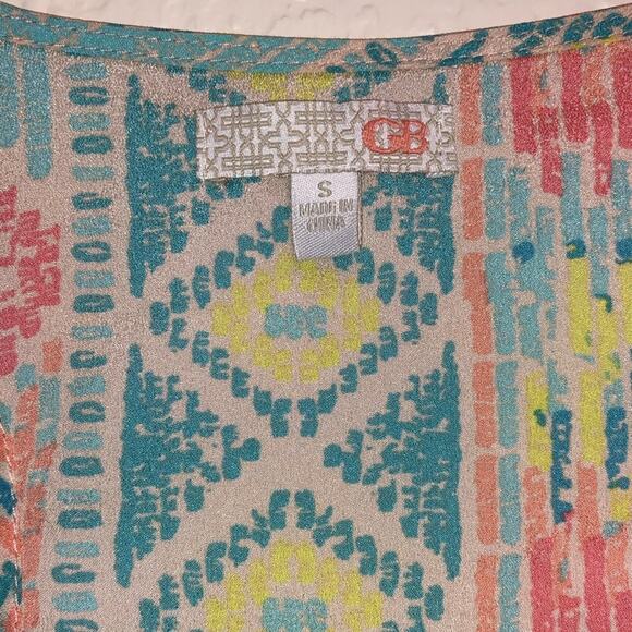 Gianni Bini Aztec Southwestern Tank Top Pastel Spring Vacation Resortwear - Picture 4 of 5